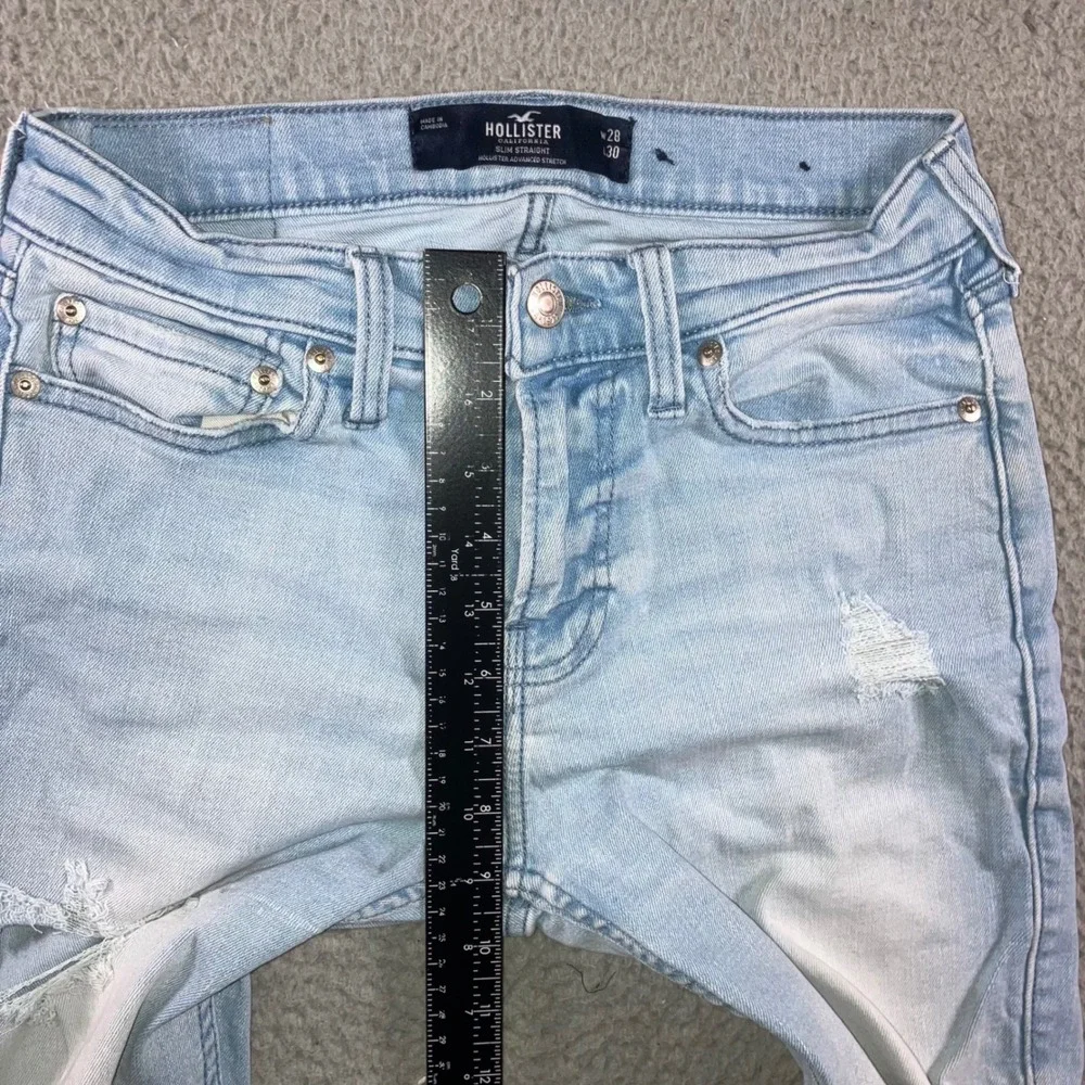 Hollister Slim Straight Jeans Mens 28x30‎ Blue Distressed Grunge Punk Fit 28x27